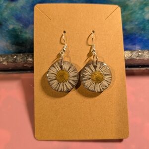 Floral Dangle Earrings with Silver Hooks